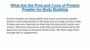 What Are the Pros and Cons of Protein Powder for Body Building (1)