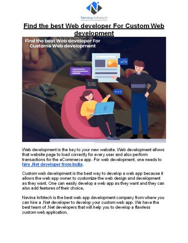 Find the best Web developer For Custom Web development