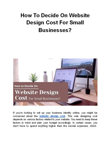 How To Decide On Website Design Cost For Small Businesses?