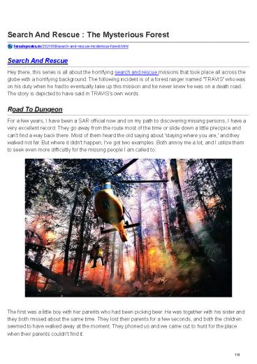 Search And Rescue : The Mysterious Forest