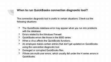 when to use quickbooks connection diagnostic tool