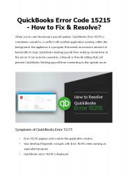 QuickBooks Error 15215 - How to Fix, Resolve