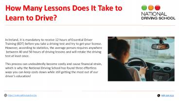 How Many Lessons Does It Take to Learn to Drive?