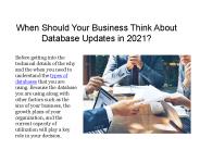 Database Update Guide in 2021