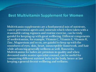 Best Multivitamin Supplement for Women