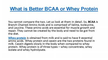 What is Better BCAA or Whey Protein