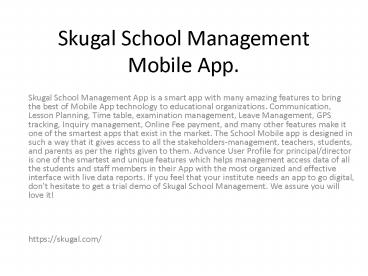 Skugal School Management Mobile App