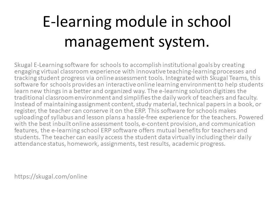 E-learning module in school management system.