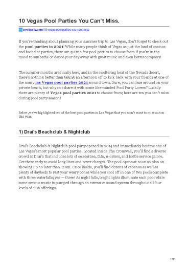 10 Vegas Pool Parties You Cant Miss