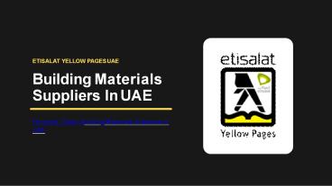 Building Materials Suppliers In UAE
