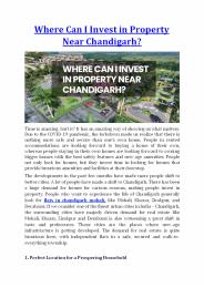 Where Can I Invest in Property Near Chandigarh?