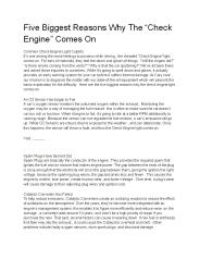Five Biggest Reasons Why The “Check Engine” Comes On