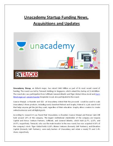 Unacademy Startup Funding News, Acquisitions and Updates