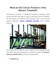 What are the Various Features of the Electric Treadmill?