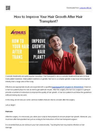 How to Improve Your Hair Growth After Hair Transplant?