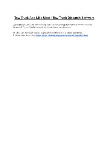 Tow Truck App Like Uber | Tow Truck Dispatch Software