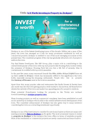 Is It Worth Investing in Property in Zirakpur?