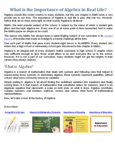 What is the Importance of Algebra in Real Life? (1)