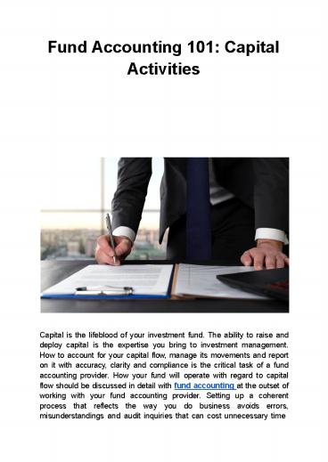 Fund Accounting 101: Capital Activities