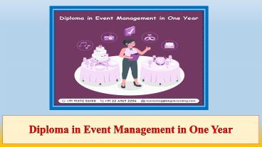 Diploma in Event Management in One Year