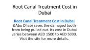 Root Canal Treatment Cost in Dubai