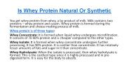 Is Whey Protein Natural Or Synthetic