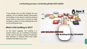 Link Building Services: Link Building Briefly EXPLAINED!