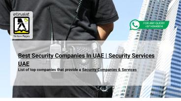 Best Security Companies In UAE | Security Services UAE