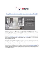 Complete Analysis of Bathroom Accessories and Vanity