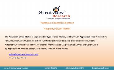 Neopentyl Glycol Market Intelligence Report Offers Insights on Growth Prospects 2021–2026