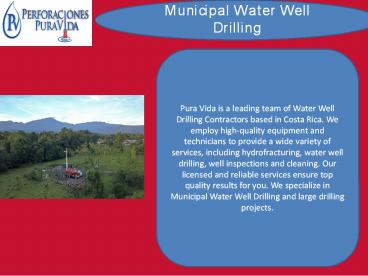 Municipal Water Well Drilling