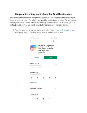 Simplest inventory control app for Small businesses