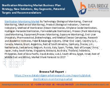 Sterilization Monitoring Market Business Plan Strategy, New Solutions, Key Segments, Potential Targets and Recommendations