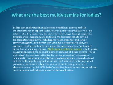 What are the best multivitamin for women