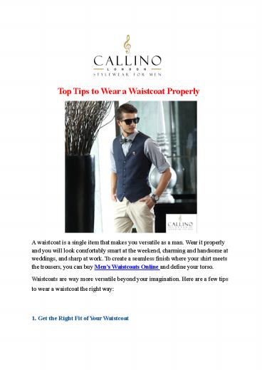 Top Tips to Wear a Waistcoat Properly