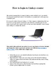 How to login to Linksys router