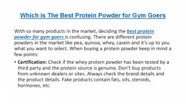 Which is The Best Protein Powder for Gym Goers