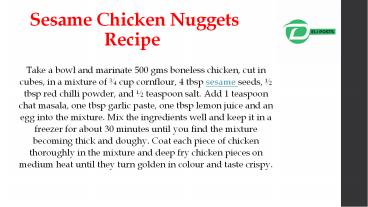 Sesame Chicken Nuggets Recipe 