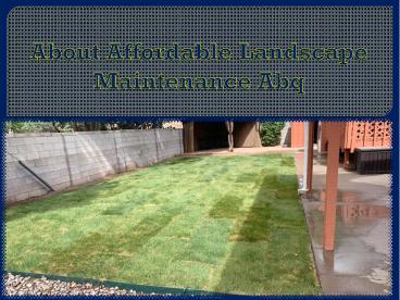 About - Affordable Landscape Maintenance Abq