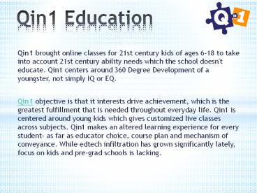 Qin1 Education - Take charge of your Personal Development