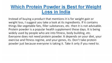 Which Protein Powder is Best for Weight Loss in India