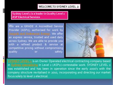 Level 2 Electrician Sydney