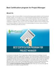 Best Certification program for Project Manager