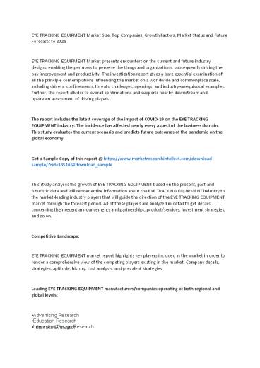 Eye Tracking Equipment Market