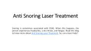 Anti Snoring Laser Treatment