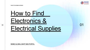 Electronics And Electrical Supplies on MSME Global Mart