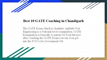 Top GATE Coaching Institutes in Chandigarh