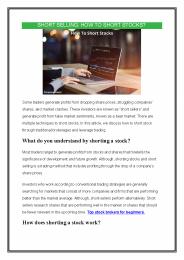 SHORT SELLING: HOW TO SHORT STOCKS?