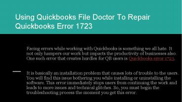 Using Quickbooks File Doctor To Repair Quickbooks Error 1723