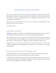 How Long Does It Take To Fix Credits